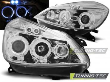 Scheinwerfer Angel Eyes für Renault Clio 3 Bj. 05-09 Chrom